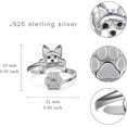 thumbnail image 4 of Anillo de perro para mujer, de plata de ley, Yorkie/Pug, joyería para perro, 4 of 4