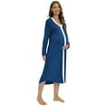 thumbnail image 3 of Women's Maternity Nursing Nightgown Button Down V-Neck Breastfeeding Nightshirt Long/Short Sleeve Pregnancy Sleep Dress Ladies Labour Delivery Gown with Pocket, 3 of 7