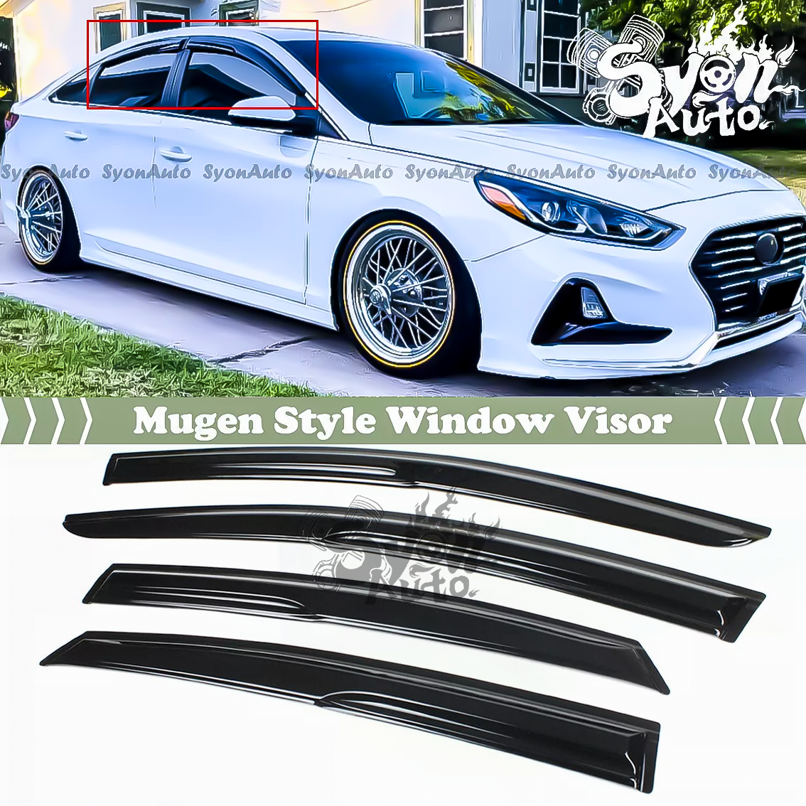 For 2018-2022 Honda Accord – 4pc Smoke JDM 3D Wavy Mugen Style Window Visors / Rain Guards