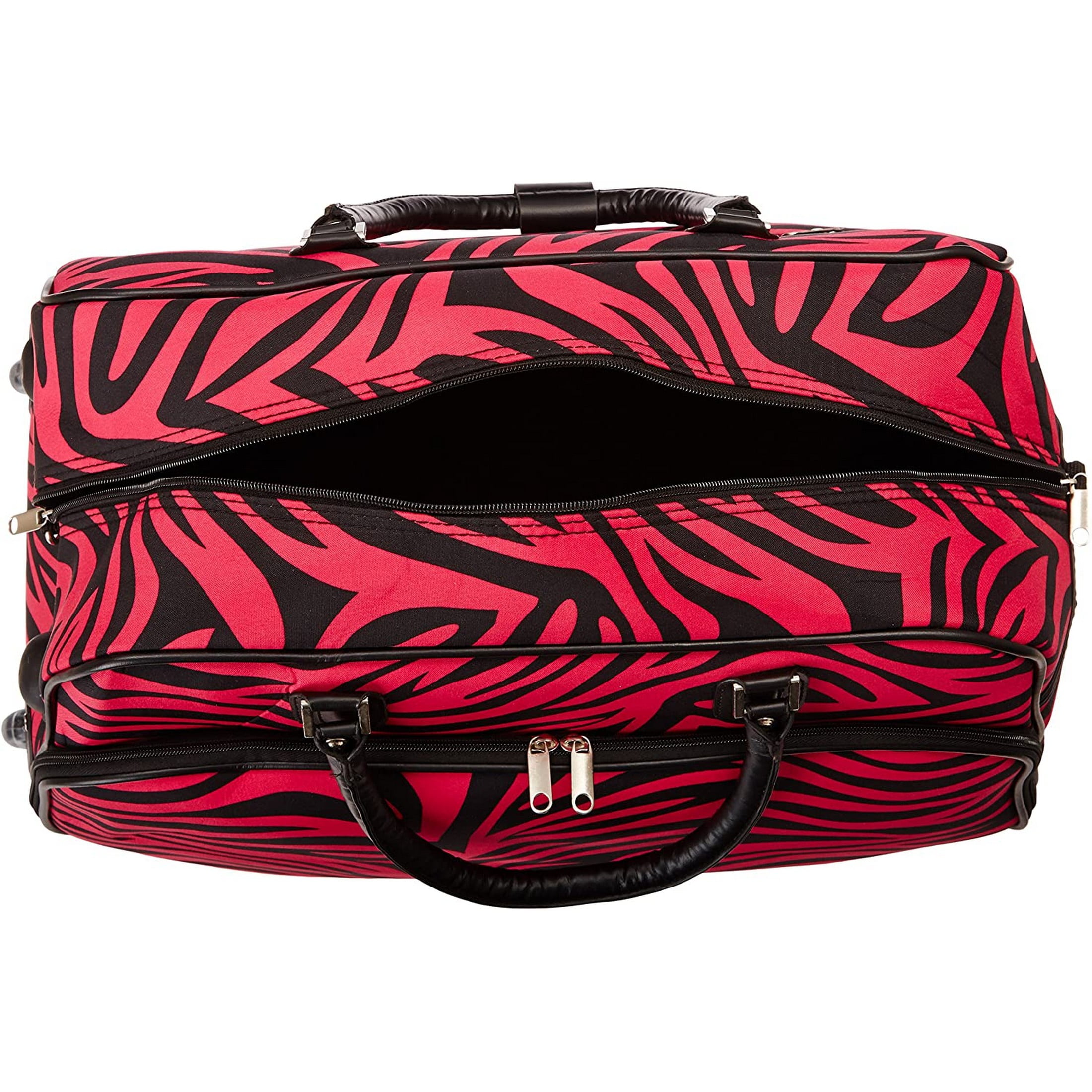 CalBags Animal Prints 21-Inch Carry-On Rolling Duffel Bag - Fuchsia Black Zebra