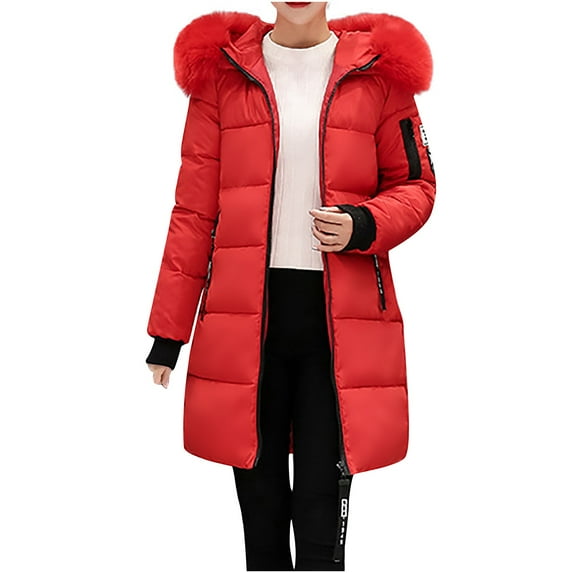 Uhndy Winter Jackets Coats for Women, Women Fashion Hooded Slim Casual Zippers Loose Long Sleeve Bomber Warm Blouse Coat Tops Christmas Gifts for Women