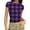 Purple, variant on zbxnLI Ribbed Shirt for Womens Stretchy Slim Top Short Sleeve Undershirts Crew Neck Knitted Tops Plain Basic Tees
