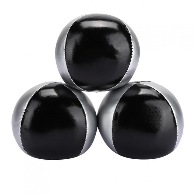 Bola de malabarismo de PU, 3 piezas Bola de malabarismo de PU negra plateada Bola de malabarismo de cuero resistente y resistente