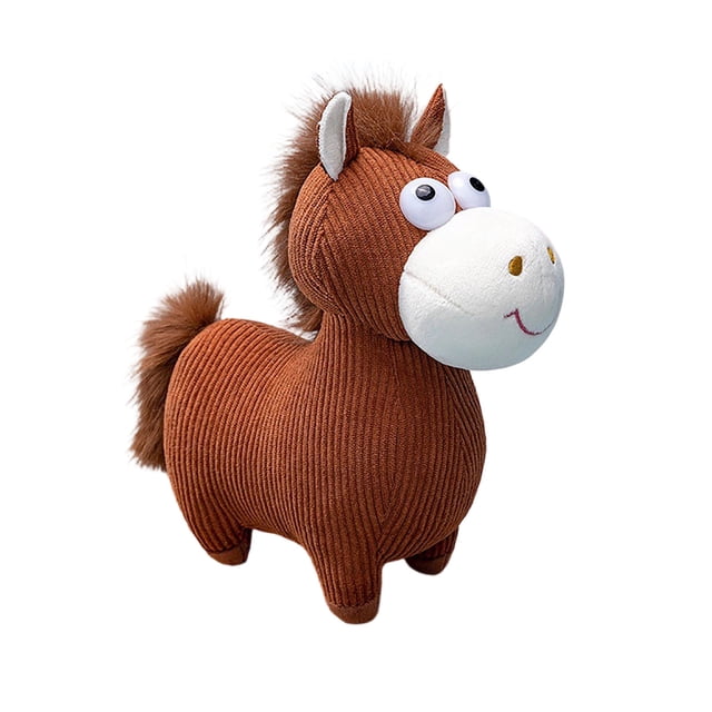 Lindo poni de juguete, caballo de peluche marrón, caballo de lana para tejer, divertido adorno de poni, regalo de poni, miniestatua de caballo, cola de crin de peluche marrón, buena suerte 2026, año d