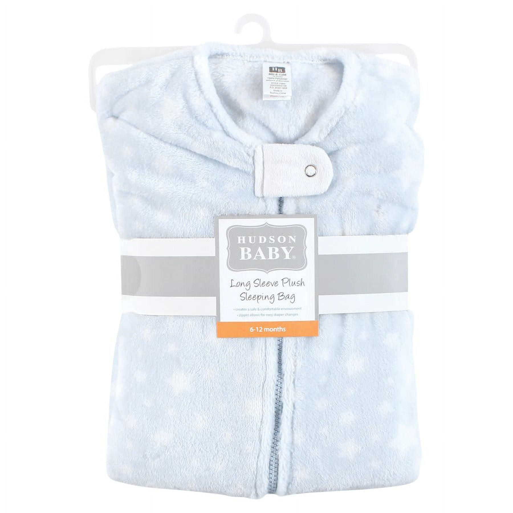 Hudson Baby Infant Boy Plush Sleeping Bag, Sack, Blanket, Blue Stars, 12-18 Months