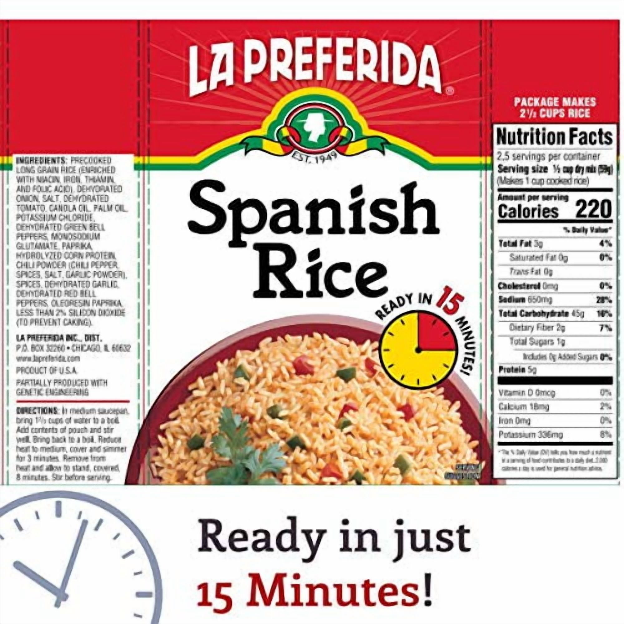 (9 pack) La Preferida Ready-to-Cook Kosher Spanish Rice 5.25 oz Box
