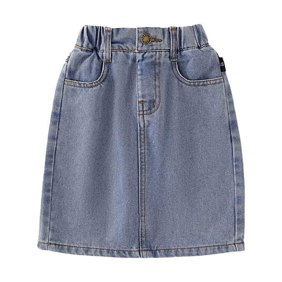 FhsagQ Dress for Girls Girls Denim Skirts Place Baby Toddler Girls Denim Skirt Ripped Distressed Ra Trim Denim Skirt Girls' Easter Dresses Size 10-12 Dresses for Girls 10-12 Short Light Blue 6-7 Years