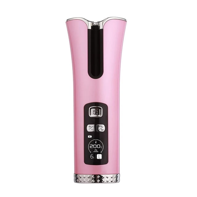 Fer à Friser Portable Rechargeable par Usb avec Batterie 5200mAh, Température Réglable 160°C-200°C, Temps de Coiffage de 60 Min, Inclut Sac de Rangement, Peigne et Pinces - Fer à Coiffer de Voyage/maison en ABS Rose
