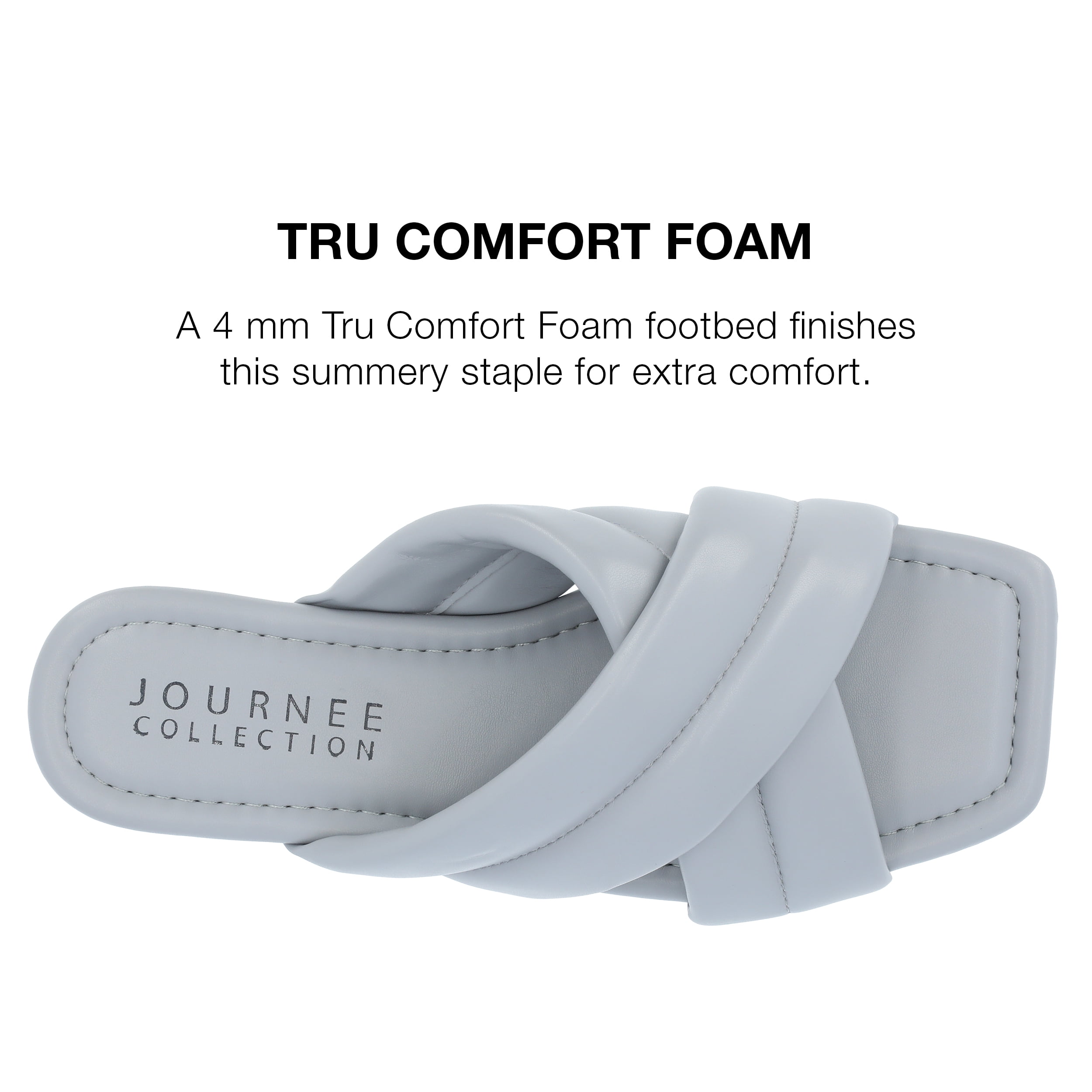 Journee Collection Womens Divyah Tru Comfort Foam Puff Strap Slide Sandals