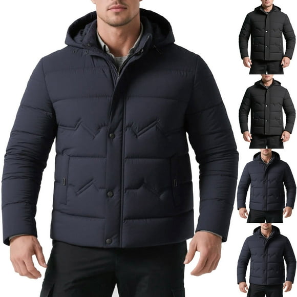AnuYalue Mens Big and Tall Puffer Coats Winter Insulated Jackets Zip Up Coat with Detachable Hood Outdoor Windproof Outwear