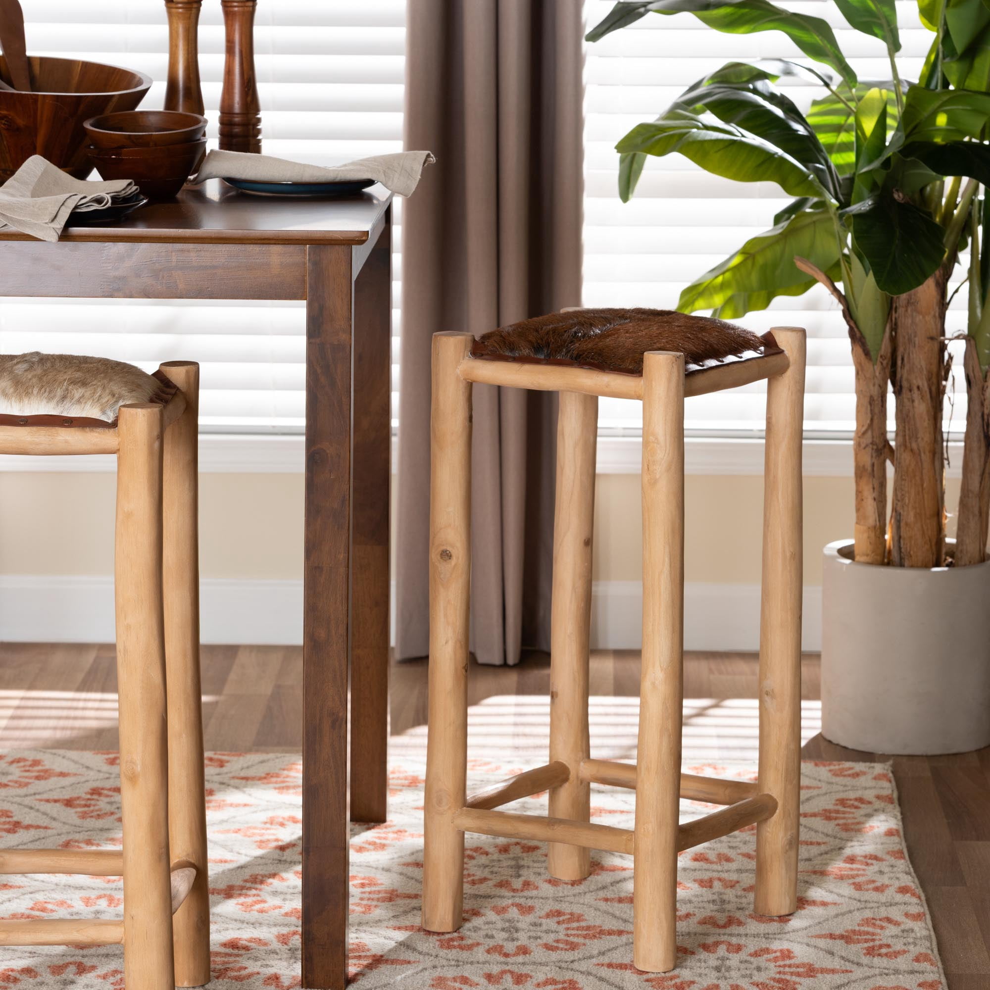 bali & pari Rivera Farmhouse Bar Stool, Bar Height, Natural Brown