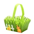 thumbnail image 2 of hengsof Easter Basket, Green Round Woven Goodie Basket with Folding Handle, Empty Gift Basket Easter Egg Hunt, Easter Party Treats, Filled with Party Favors, 2 of 9