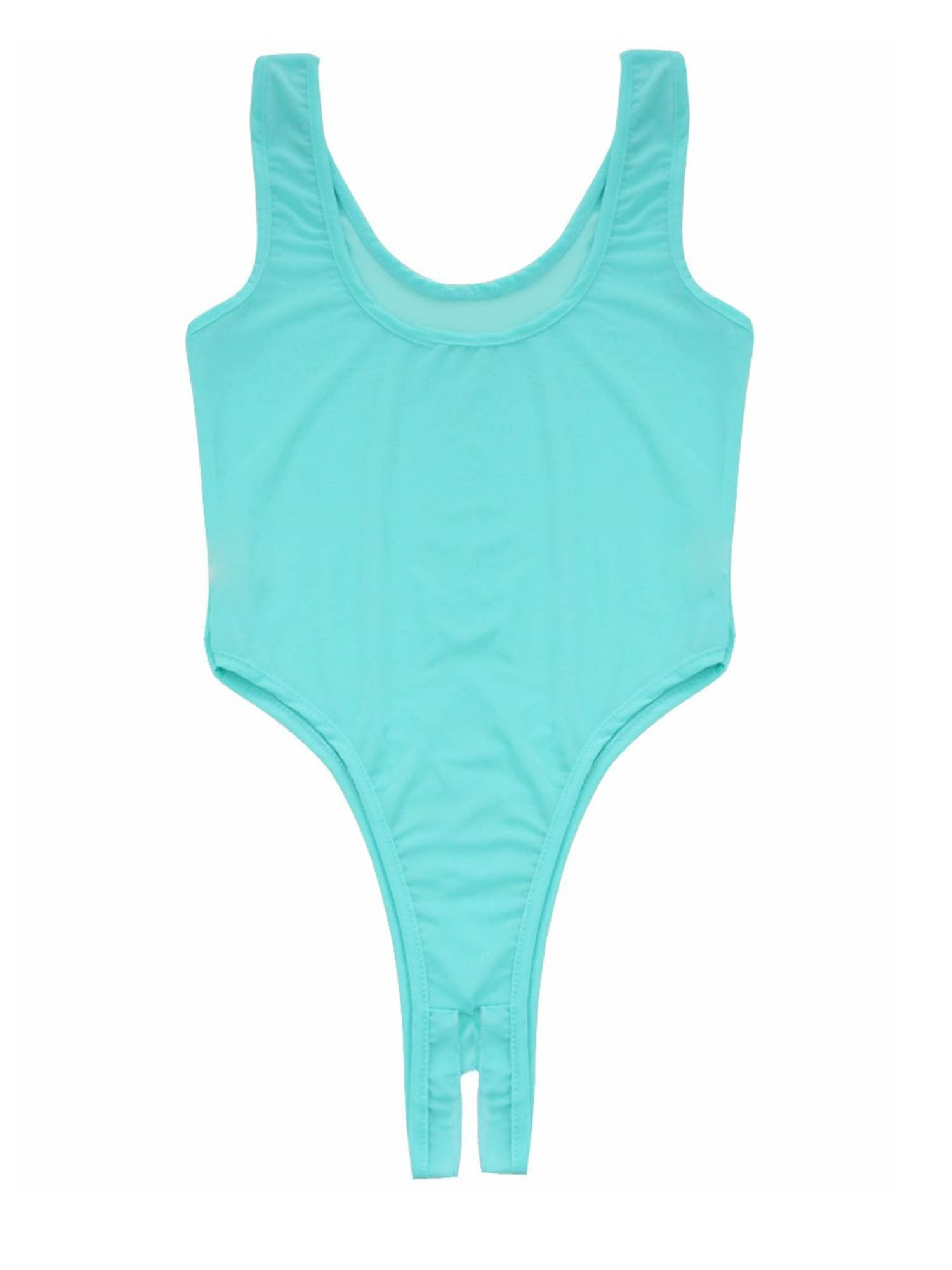 DPOIS Women's Stretchy High Cut Thong Monokini Swimwear Bodysuit Leotard  Lavender One Size