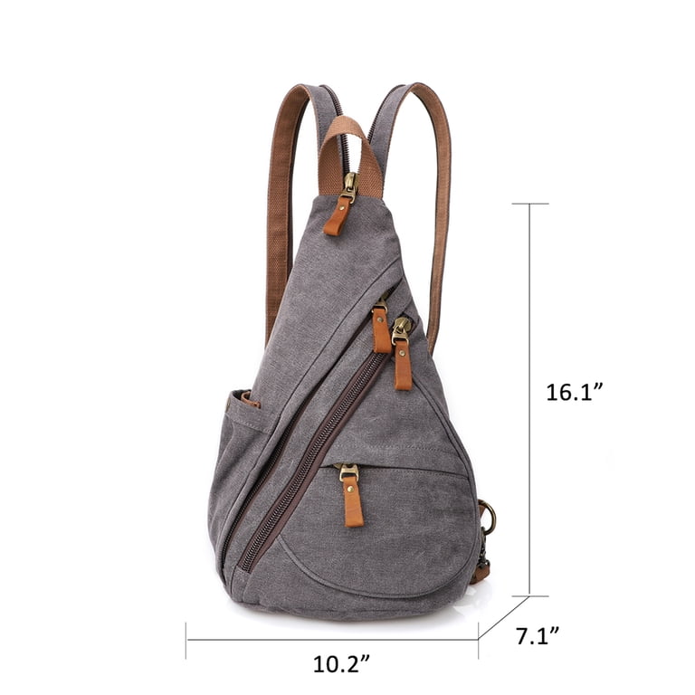 canvas sling mini backpack Small Vintage Travel Crossbody/Backpack, Blue Solid Interior Canvas Sling Bag for Men