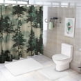thumbnail image 7 of Awypu Bathroom Decoration Waterproof Shower Curtain Indigo Hill Forest Pine Trees Nature Woodland Mountain Print White, 7 of 7