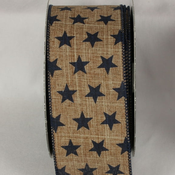 The Ribbon People Brown and Black Star Print Wired Craft Ribbon 2.5" x 20 Yards