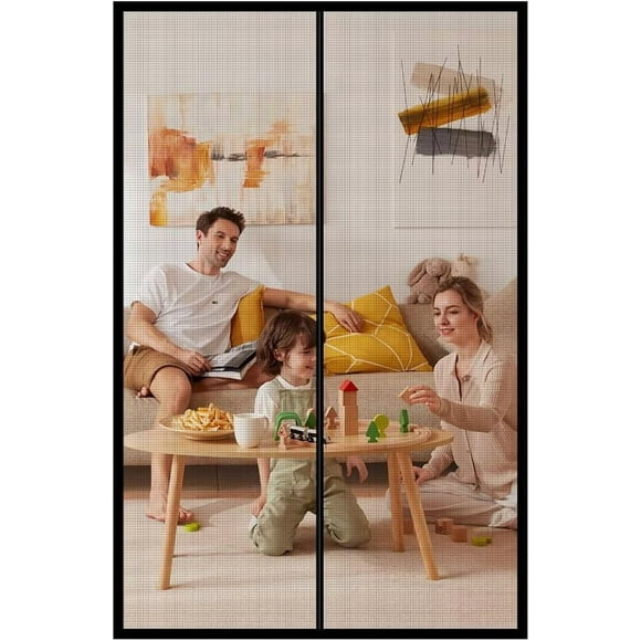 shiyou-Black-Magnetic-Screen-Door Fits Door Size 35x82in, Door Screen Mesh Fiberglass Heavy Duty magnetic Screen Door For Sliding Patio Screen Size 37x84in
