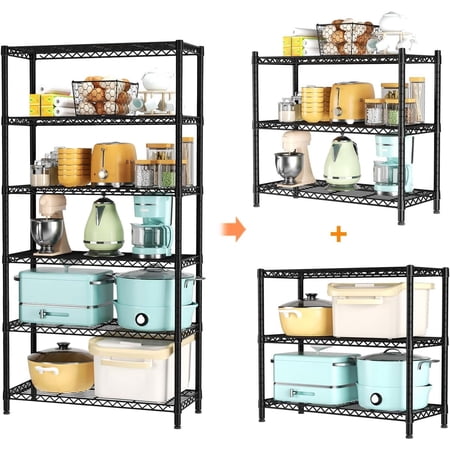 4 Shelves Adjustable Shelf Heavy Duty Shelf 1400LBS Wire Storage Shelving Metal Organizer Wire Rack Black 18Dx46Wx59H