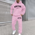 thumbnail image 4 of Valora Men's Suit Street Hoodie Tracksuit for Daily Casual Wear Comfortable Two Piece Set with Hooded Sweatshirt and Joggers Pink 2XL, 4 of 4