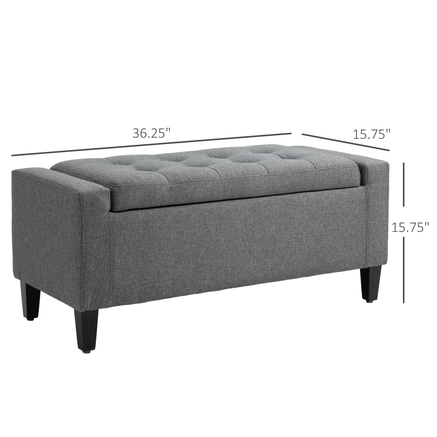 Chair with Storage, Linen Upholstered Ottoman, Tufted Storage Bench for Living Room, Bedroom
