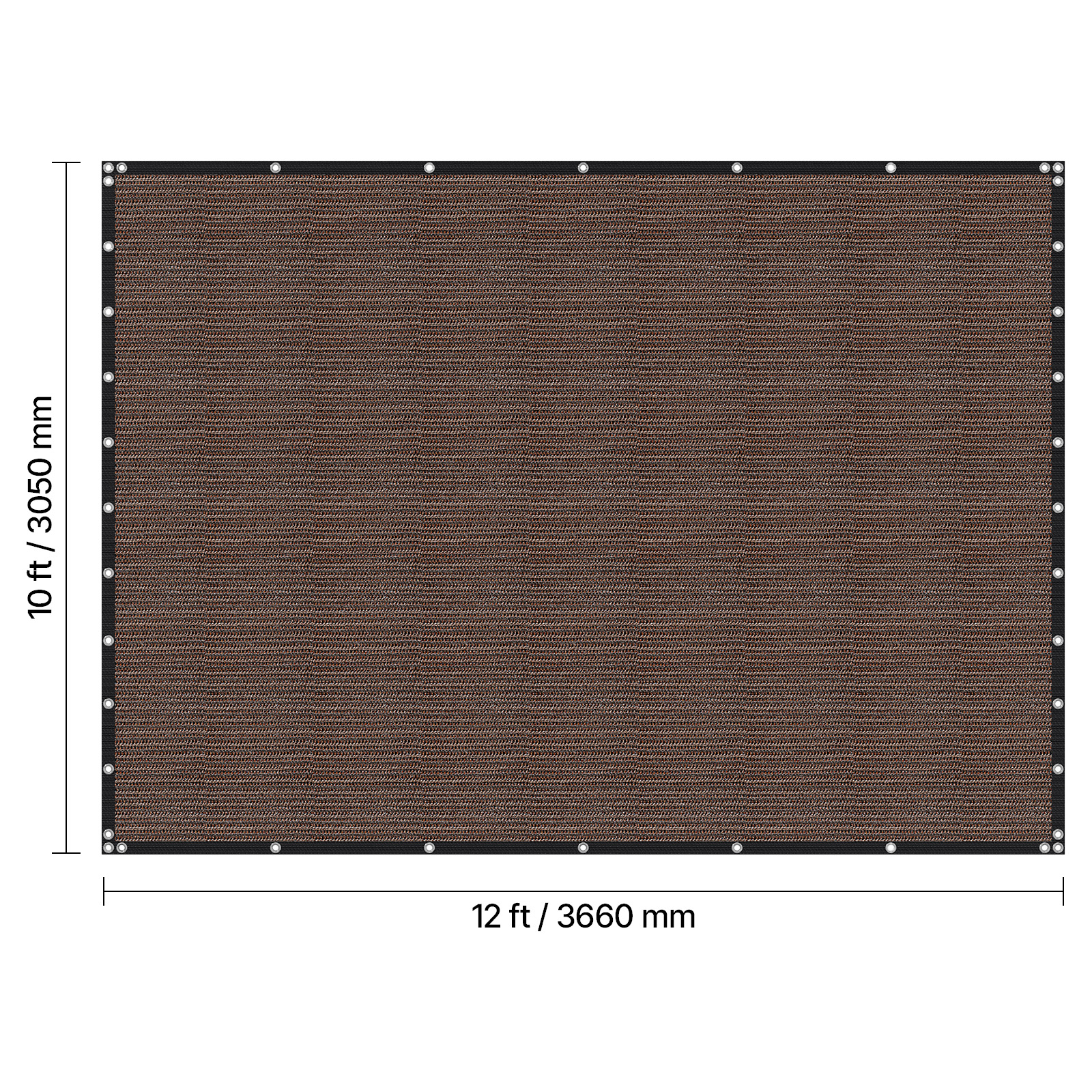 KFFKFF 90% Sun Shade Cloth, 10 x 12 ft Sun Shade Curtain with Stainless Steel Grommets, 140 GSM HDPE Material, for Outdoor, Patio, Garden, and Backyard (Brown)