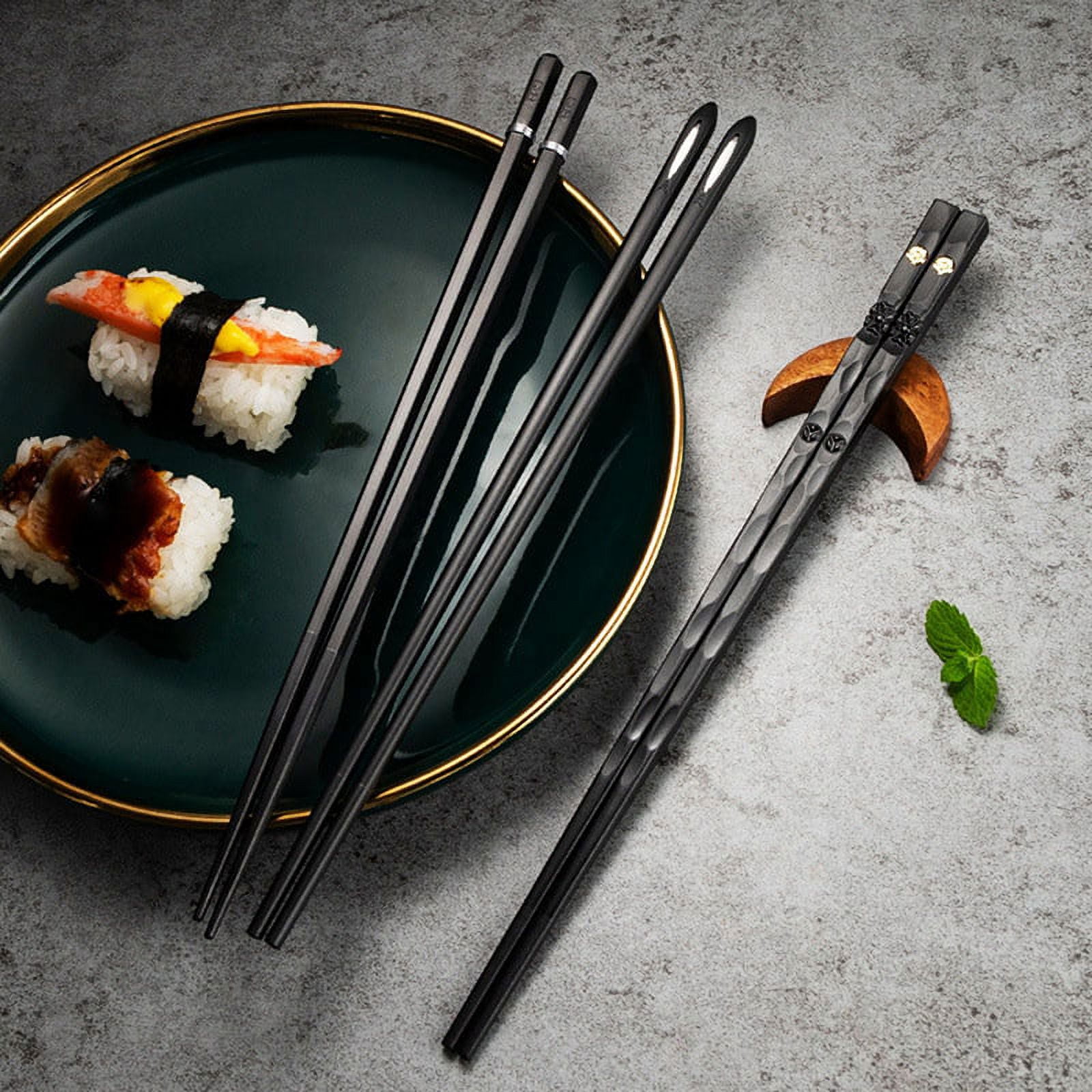 1 Pair Japanese Chopsticks Metal Non Slip Sushi Chop Sticks