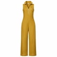 thumbnail image 5 of Sokhug Womens Sleeveless Jumpsuit Half Zip Stand Collar with Pockets Wide Leg Solid Color Summer Jumpsuit, 5 of 5