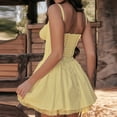 thumbnail image 4 of IBTOM CASTLE Women's Casual Corset Mini Dress Spaghetti Straps Backless Lace up Low Cut Ruffle Short Sundress S Yellow, 4 of 8