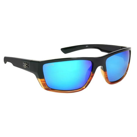calcutta sw1bmwg shock wave sunglasses wood grain fade frame blue mirror lens