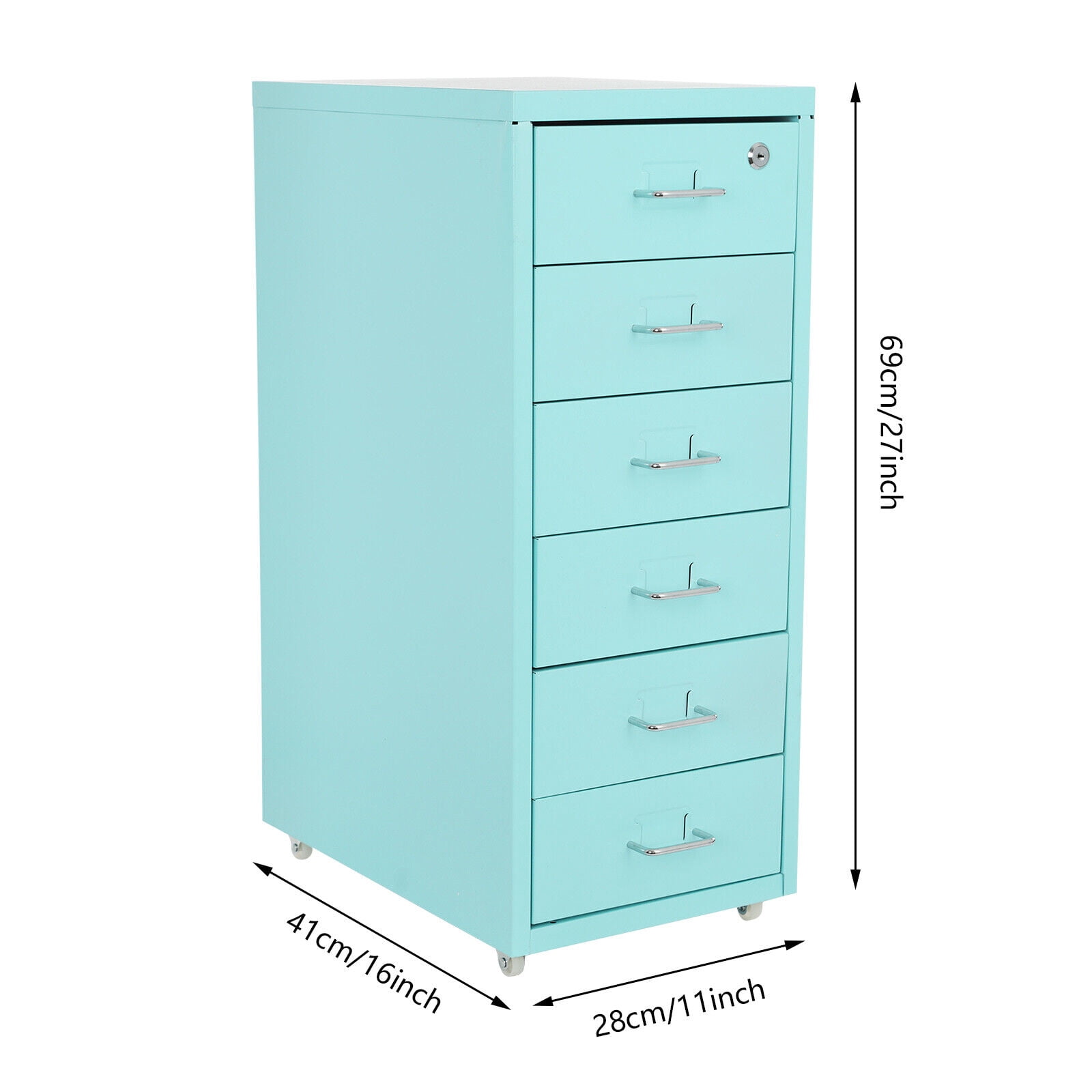 Home 6 Tiers Filing Cabinet, File Cabinets for Office, Storage Cabinet with Drawers & Lock 11 * 16 * 27in (Blue) 6-layer Vertical File Cabinet, Metal File Cabinet with Lock, Filing Cabinet