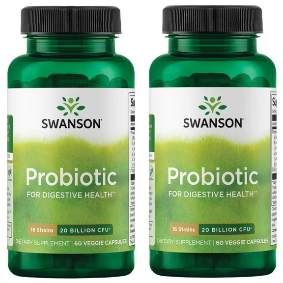 Swanson Probiotic for Digestive Health 20 Billion Cfu 60 Veg Caps 2 Pack