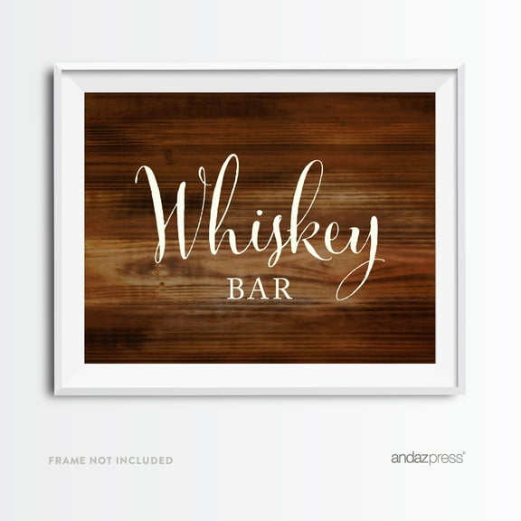 Whiskey Bar Rustic Wood Wedding Party Signs