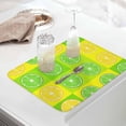 thumbnail image 5 of Green Summer Lemon Dish Drying Mat for Kitchen Counter, Farmhouse Plaid Checkered Absorbent Reversible Dish Drainer Rack Mats for Coffee Bar Mats 16''''x18'''' 1 PCS, 5 of 6