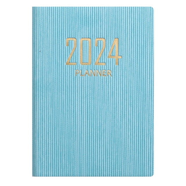 CSChome A7 2024 English Planner A7 2024 English Planner Faux Leather Hardcover 180 Pages Ink Proof Mini Journal Dairy Pocket Notebook Student Supplies