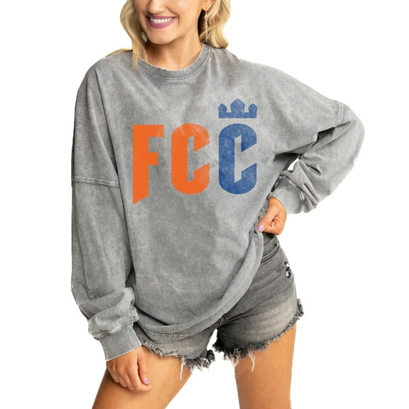 Women's Gameday Couture Gray FC Cincinnati Faded Wash Pullover Sweatshirt