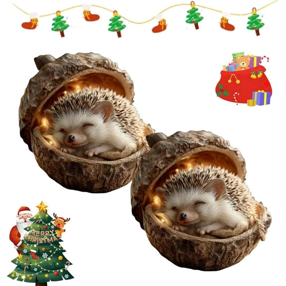 Forest Animal Acorn Ornaments – Cozy Forest Christmas Ornaments,Forests AnimalsOrnaments,2D Flat Acrylic Forestanimal Decoration,Hanging Ornament Home Party Décor (Hedgehog)