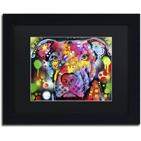 Trademark Fine Art "The Brooklyn Pit Bull" Canvas Art by Dean Russo, Black Matte, Black Frame