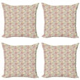 thumbnail image 1 of Ambesonne Colorful Throw Pillow Cover 4 Pack, Summer Nature Doodle, 16", Multicolor, 1 of 2