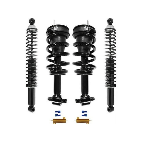 Front and Rear Air Spring to Coil Spring Conversion 4 Piece Kit - Compatible with 2007 - 2014 Cadillac Escalade 2008 2009 2010 2011 2012 2013