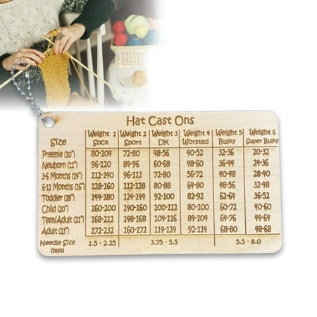 Hat On Chart Tool Easy Calculator For Knitting Projects Handmade Wooden Knitting Gauge Kit Needle Sizes Measurement Crafting DIY Accessory