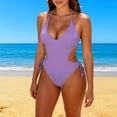 thumbnail image 5 of Sentmoon Women's Swimsuits Curvy Bathing Suits with Built in Bra Tummy Control Push Up Solid Color Plus Size Backless Drawstring Womens Bikinis Summer Beach Items, 5 of 6