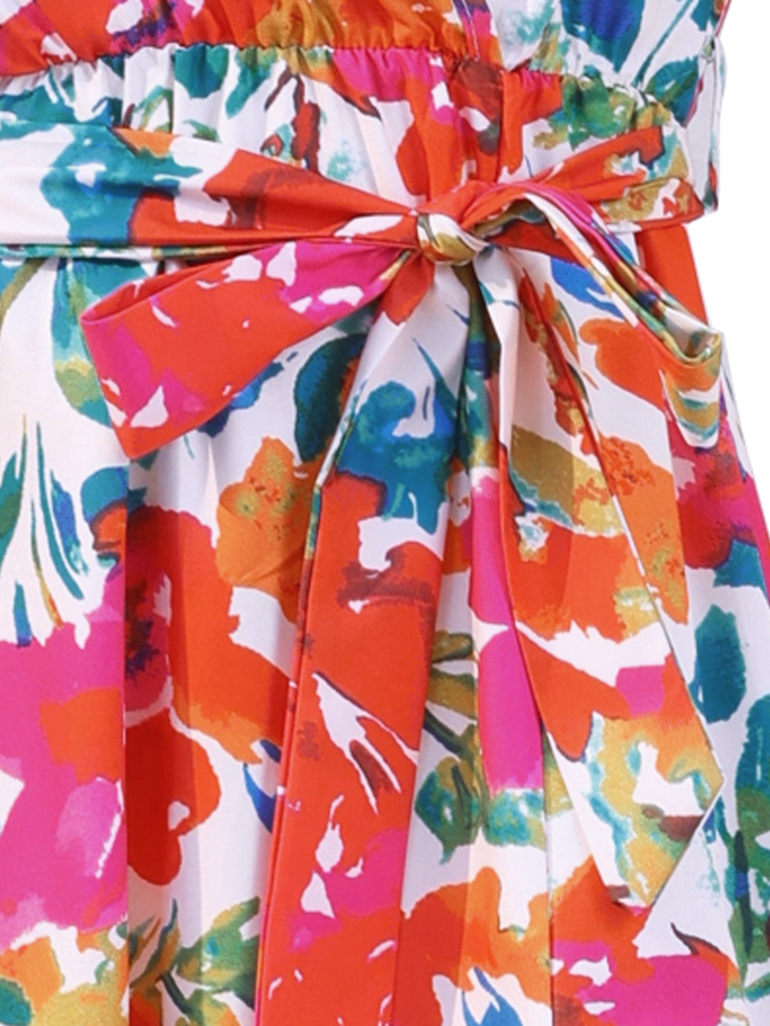 DARING DIVA Floral Split Hem Short Sleeve Maxi Tropical Dress S White Pink