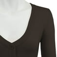 thumbnail image 2 of YEMAK Women's Cropped Bolero 3/4 Sleeve Button Down Cardigan Sweater CO129-COF-1X, 2 of 11