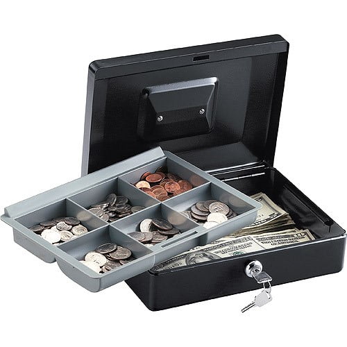 SentrySafe CB10 Steel Cash Box with Key Lock, 0.12 Cu. ft., Black