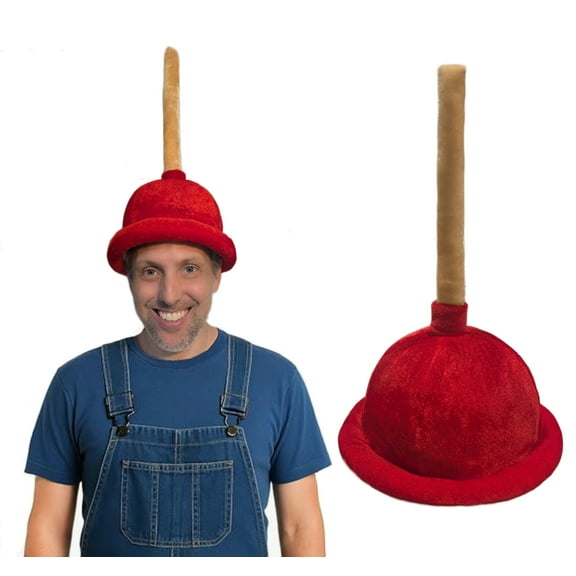 Hilarious Plush Plunger Cap – Red Velvet Toilet Gag Hat for All Ages – Funny Costume Party & Prank Accessory