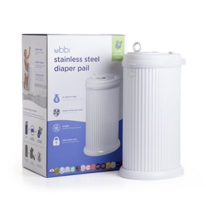 Ubbi Fluted Stainless Steel Diaper Pail - White