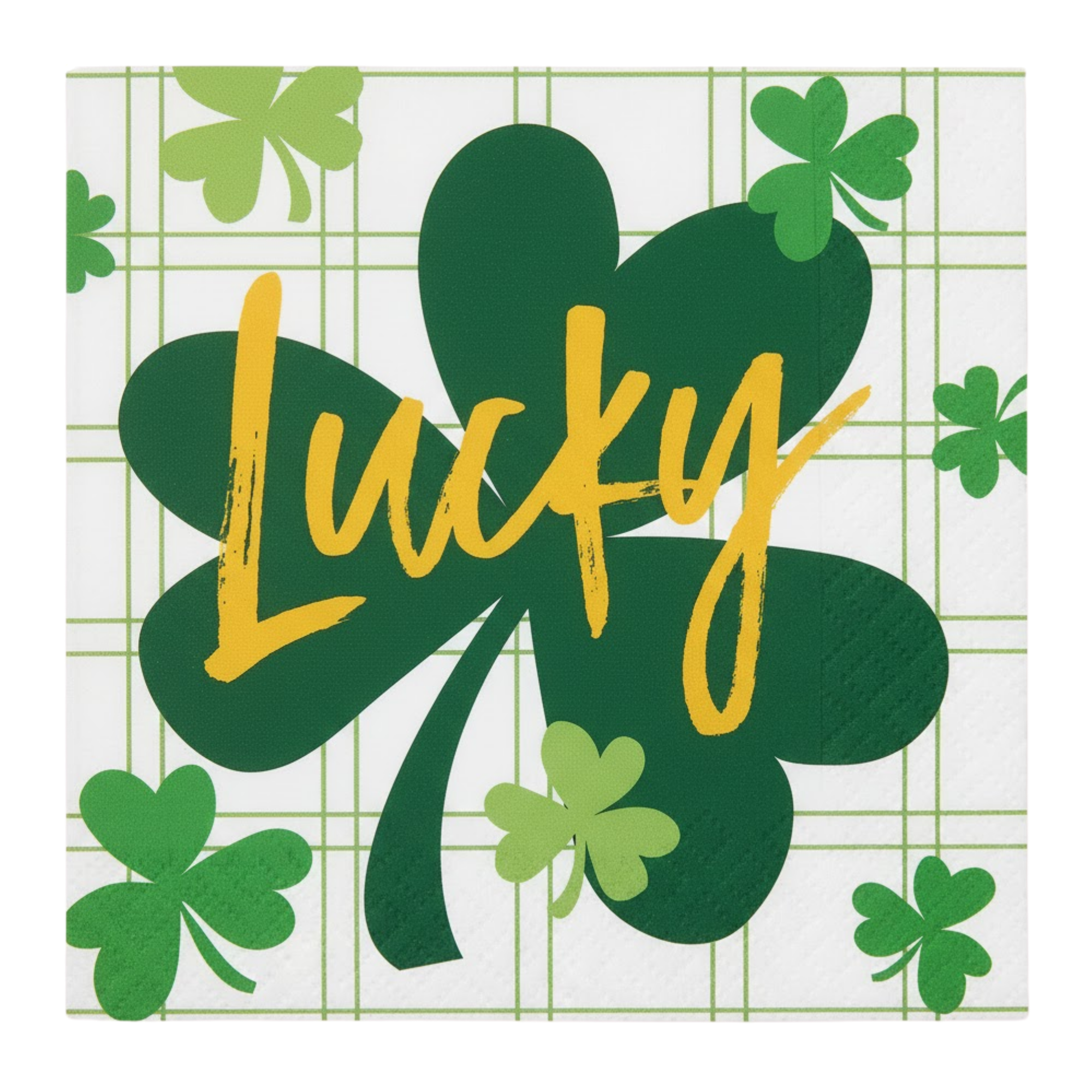 St. Patrick’s Day Party Supplies Set – Shamrock Dessert & Appetizer Plates -16 Count, 7" & “Let the Shenanigans Begin” Beverage Napkins -16 Count – Disposable Paper Plates & Napkins