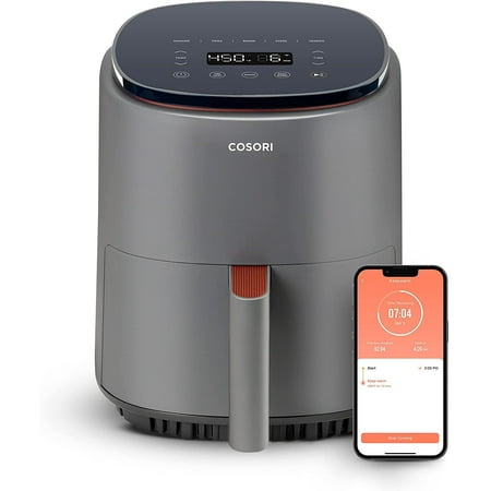 

COSORI Smart Air Fryer Lite 4 QT Compact 7-in-1 Oven Preheat and Keep Warm Voice Control Dishwasher-Safe Truffle Gray