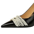 thumbnail image 3 of Women's Pumps Stiletto Pearl High Heel 7.5CM Patent Leather Wedding Evening Party Court Shoes, 3 of 5
