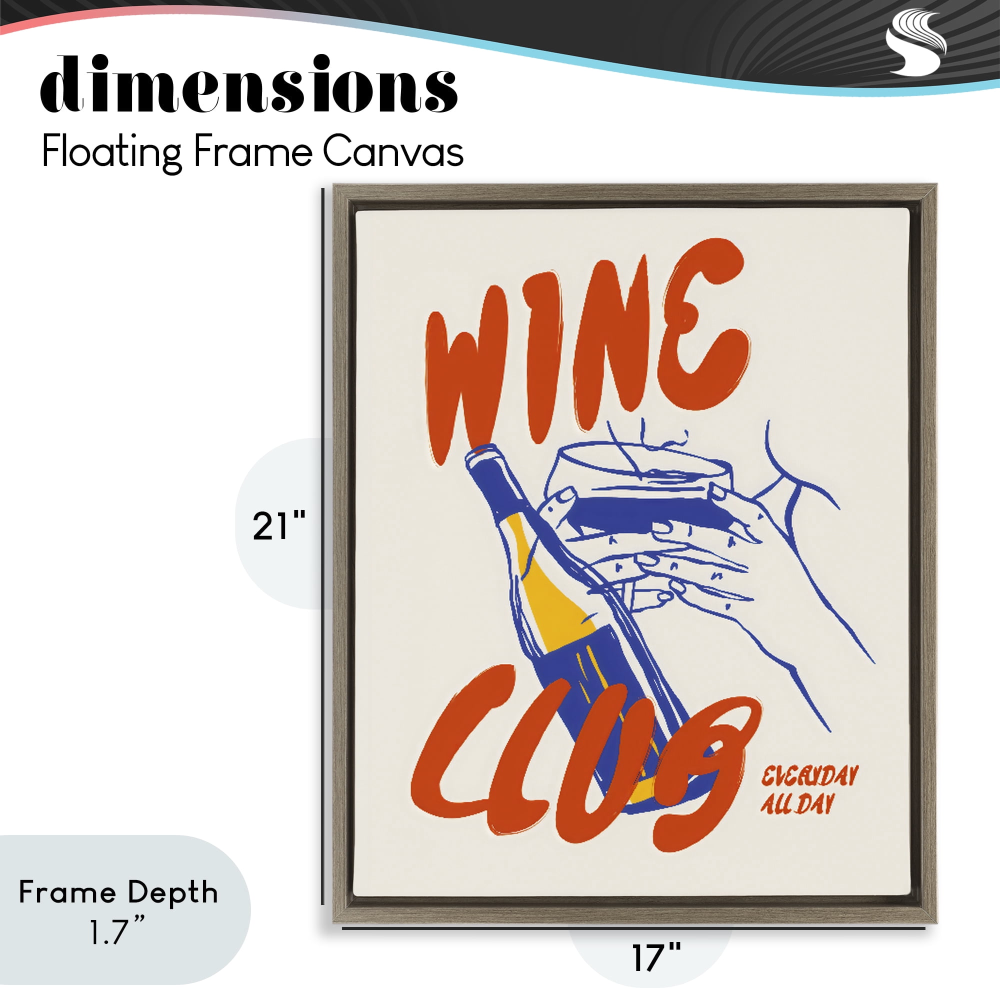 Stupell Industries Wine Club Every Day Brown Framed Floater Canvas Wall Art, design by The Prints Vibe